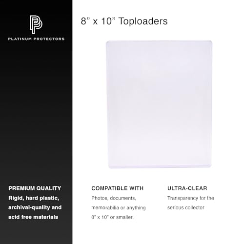 Platinum Protectors 8x10 Toploaders (10-Pack) - Rigid Plastic Holders for Photos & Collectibles