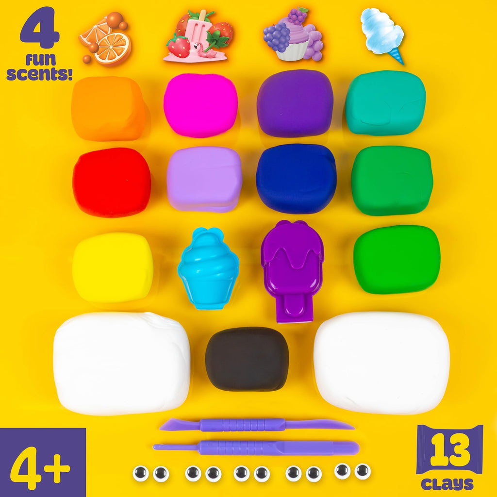 Play-Doh Air Dry Clay Scented Variety Pack: 13 Rainbow Clays, Tools, Molds, and Wiggly Eyes for Kids Ages 4+