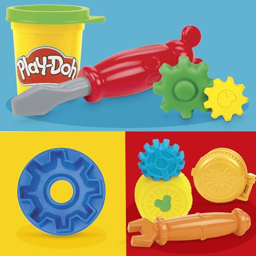 Play-Doh Disney Junior Mickey Mouse On-the-Go Garage Playset – Portable Arts & Crafts with 3 Cans and 4 Tools for Kids 2+