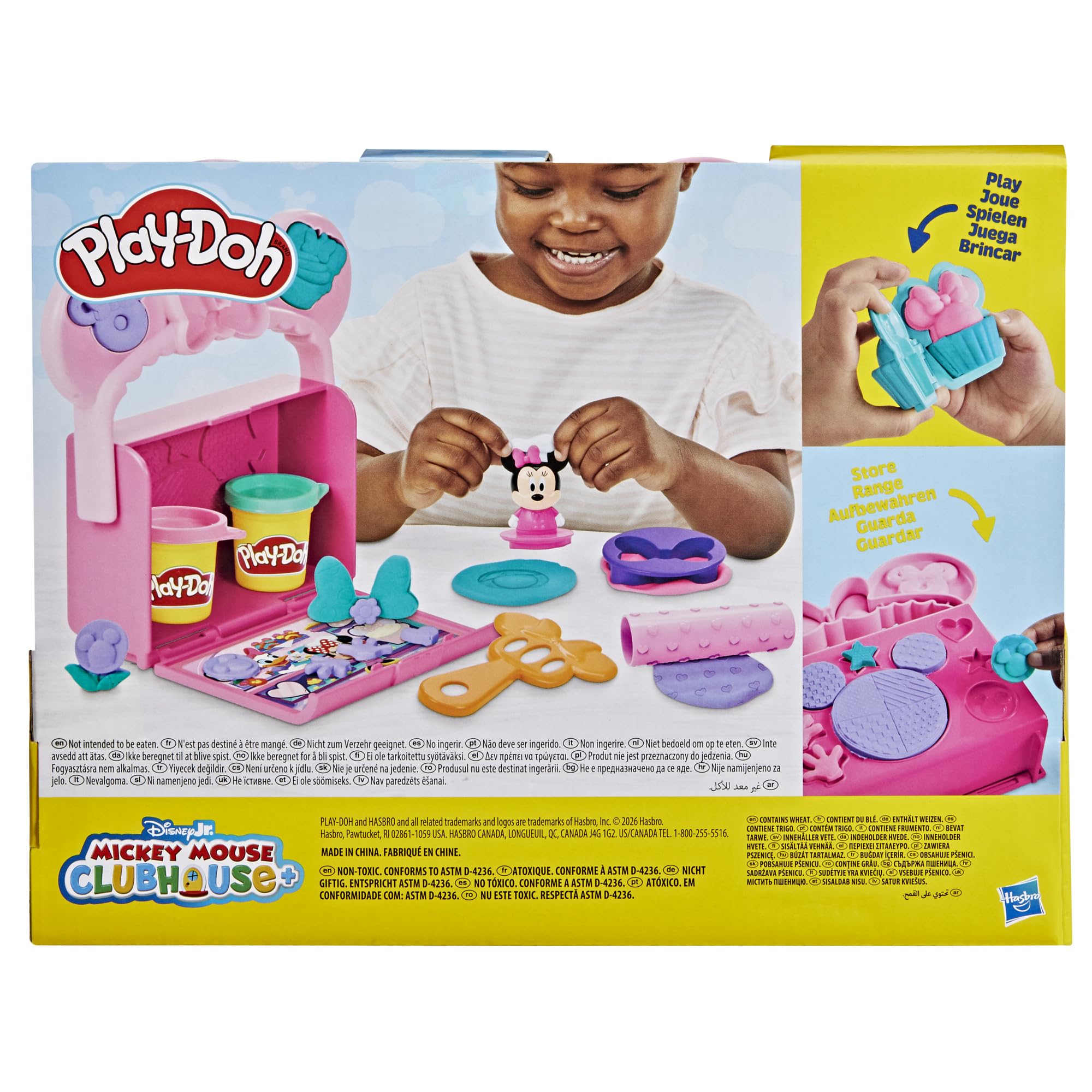Play-Doh Disney Minnie Mouse On-the-Go Bakery Playset with Stamper Figure & 3 Cans, Toddler Arts & Crafts Toy for Ages 2+