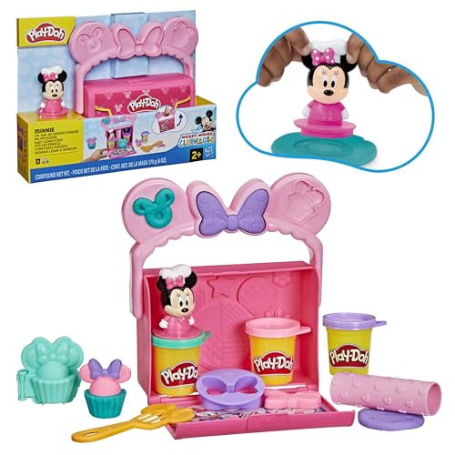Play-Doh Disney Minnie Mouse On-the-Go Bakery Playset with Stamper Figure & 3 Cans, Toddler Arts & Crafts Toy for Ages 2+
