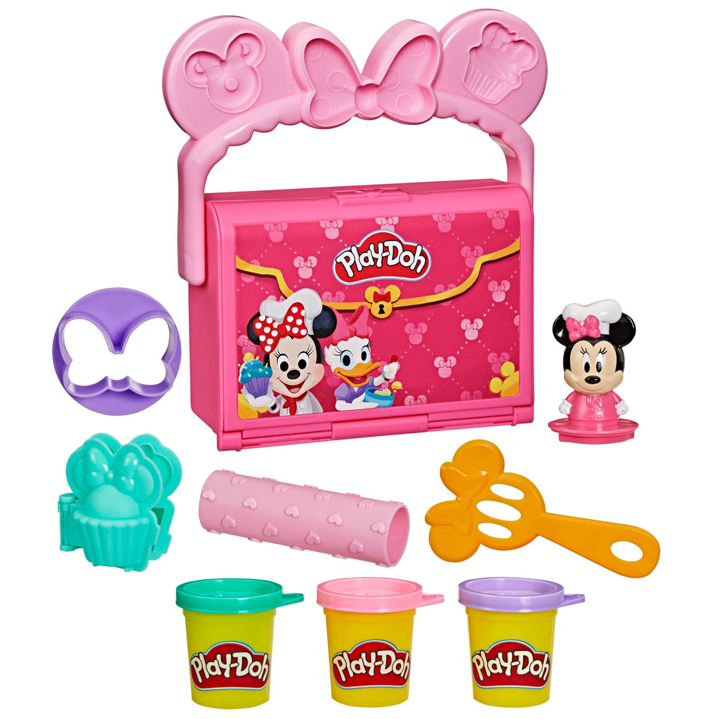 Play-Doh Disney Minnie Mouse On-the-Go Bakery Playset with Stamper Figure & 3 Cans, Toddler Arts & Crafts Toy for Ages 2+