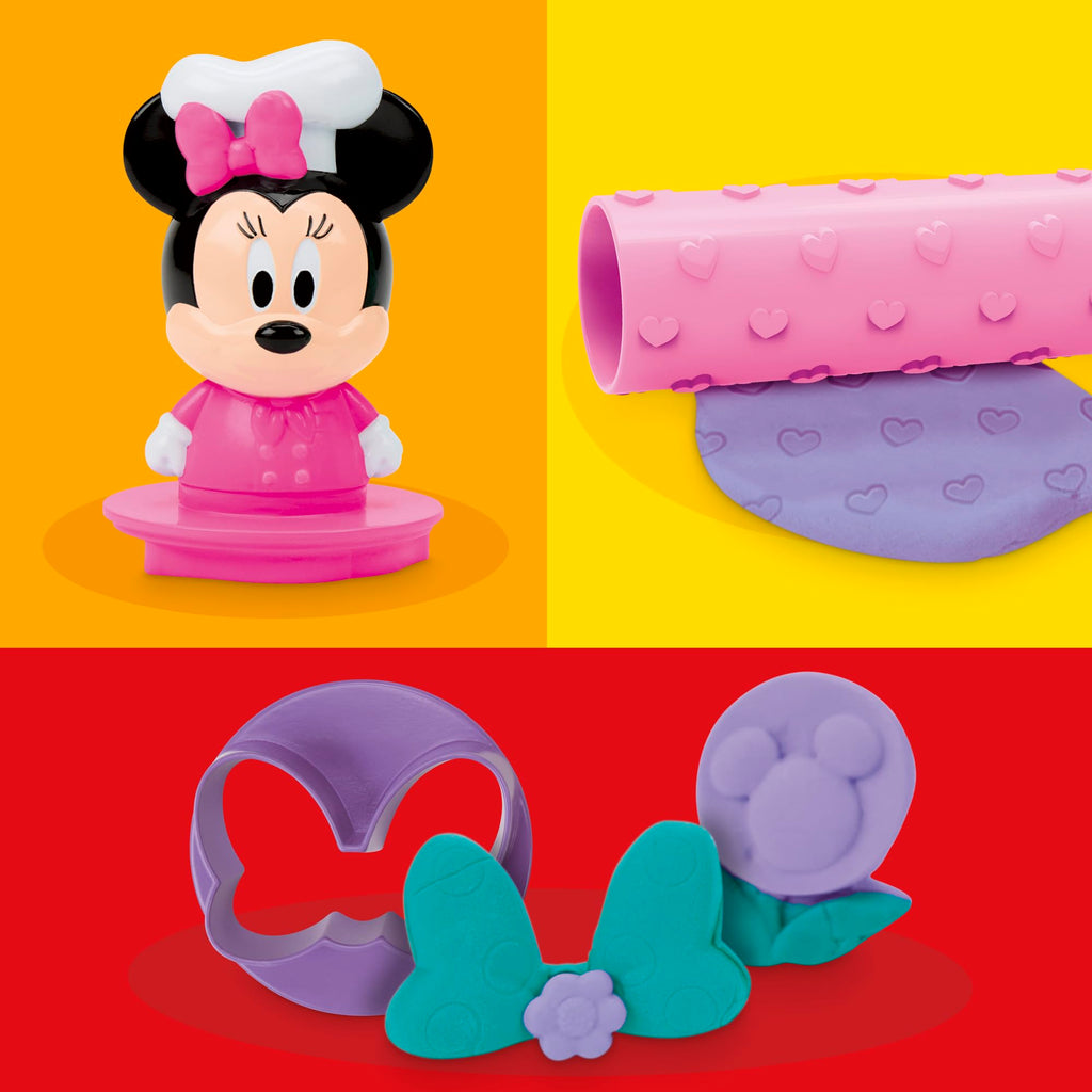 Play-Doh Disney Minnie Mouse On-the-Go Bakery Playset with Stamper Figure & 3 Cans, Toddler Arts & Crafts Toy for Ages 2+