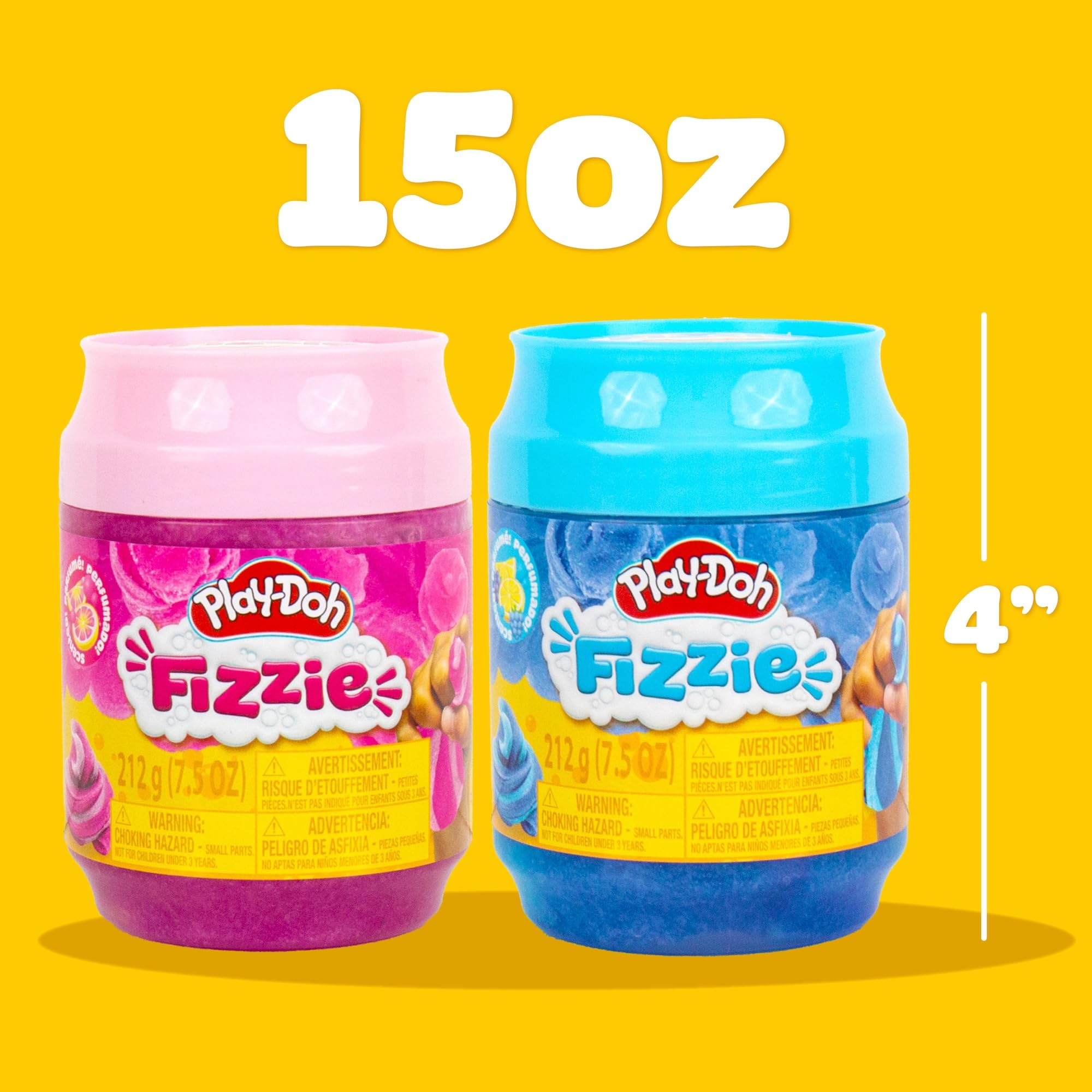 Play-Doh Fizzie Slime – 2 Scented Cans of Strawberry & Blue Raspberry Sensory Toy