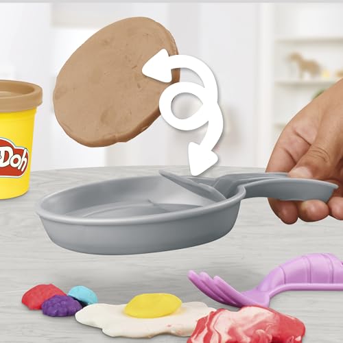 Play-Doh Flip 'n Pancakes Set – 14 Accessories, 8 Cans, Button-Operated Flipping Pan for Kids Ages 3+