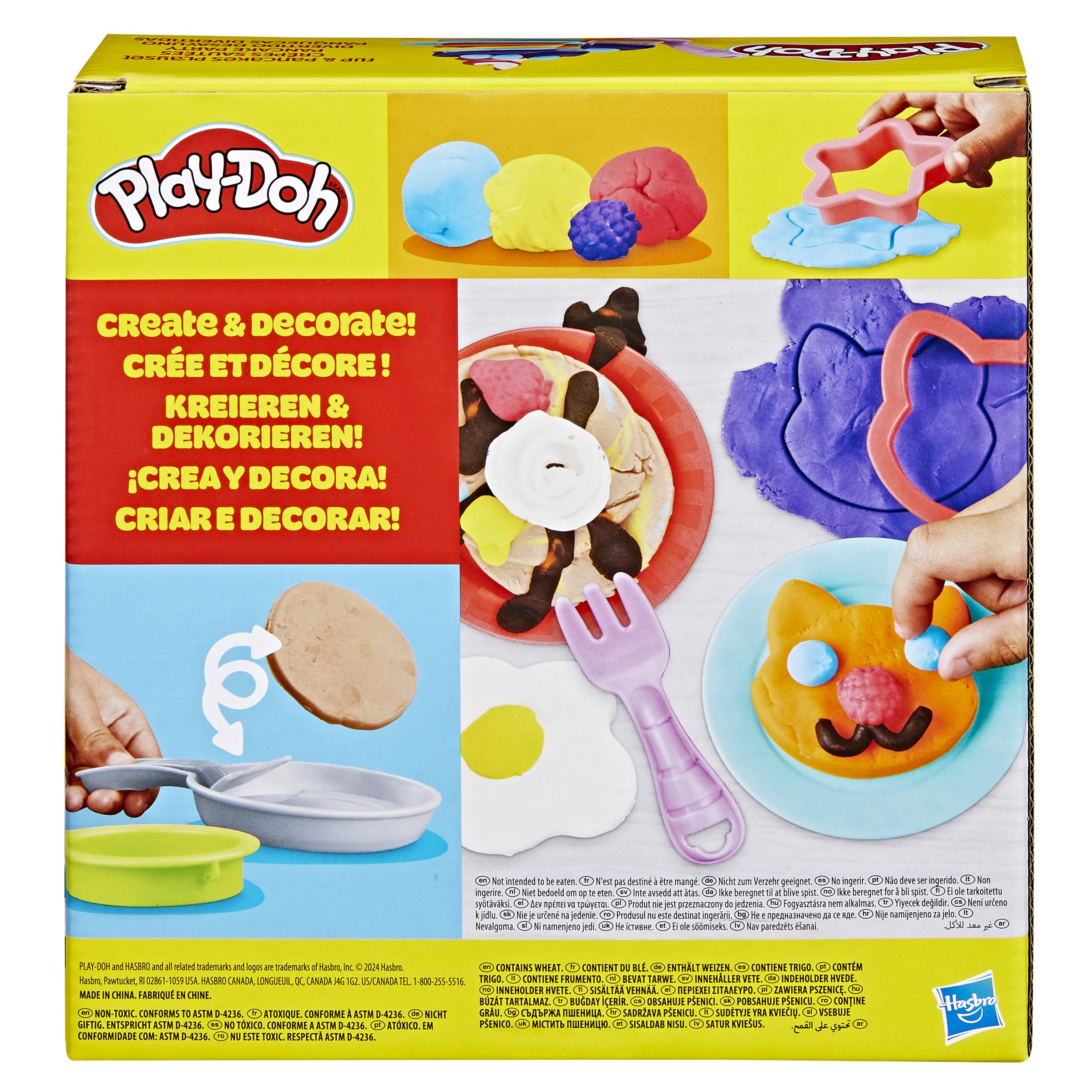 Play-Doh Flip 'n Pancakes Set – 14 Accessories, 8 Cans, Button-Operated Flipping Pan for Kids Ages 3+