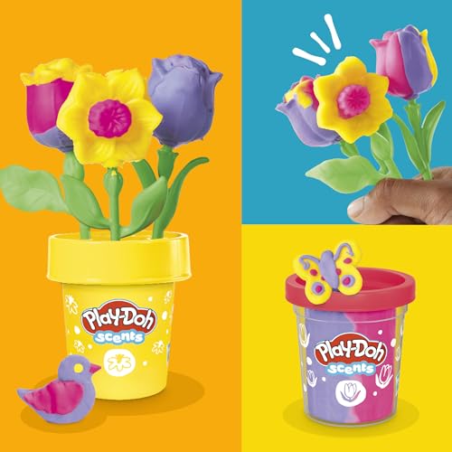 Play-Doh Flower Two Pack: Tulips, Daffodils, Sunflower & Daisies – Kids Arts & Crafts Kit