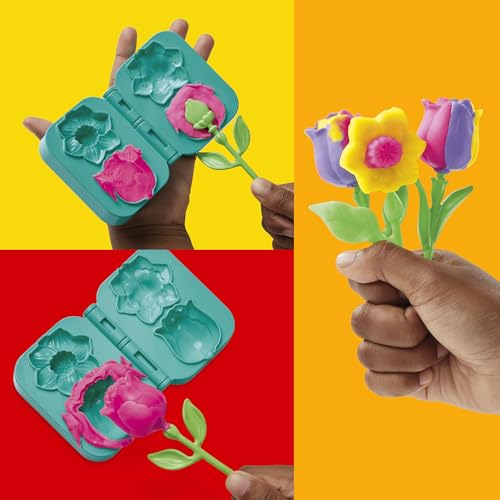 Play-Doh Flower Two Pack: Tulips, Daffodils, Sunflower & Daisies – Kids Arts & Crafts Kit