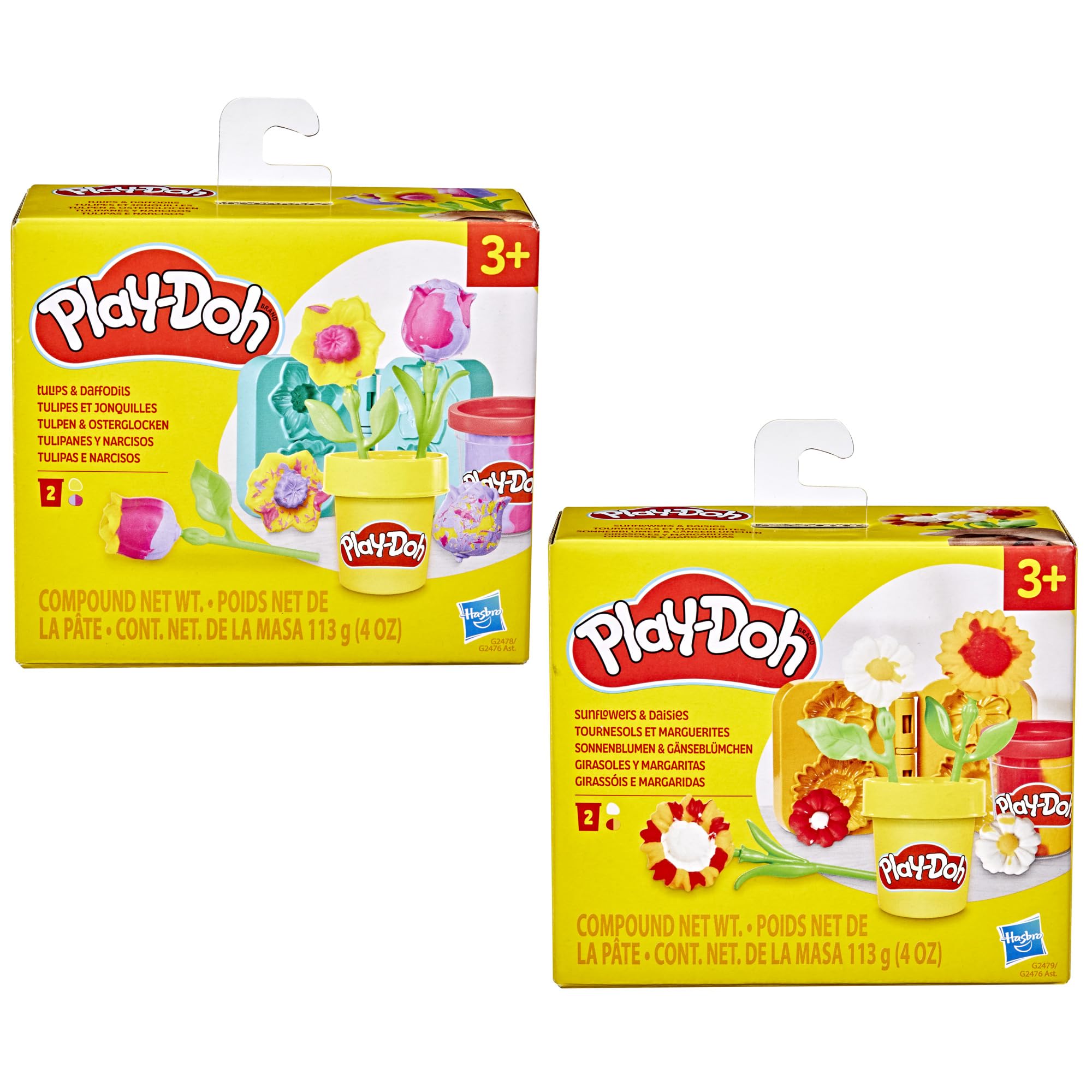 Play-Doh Flower Two Pack: Tulips, Daffodils, Sunflower & Daisies – Kids Arts & Crafts Kit