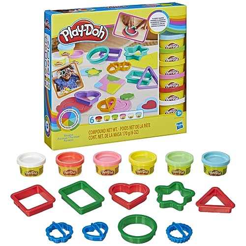 Play-Doh Fun Shapes 9 Cutters + 6 Cans Non-Toxic Modeling Compound for Ages 3+