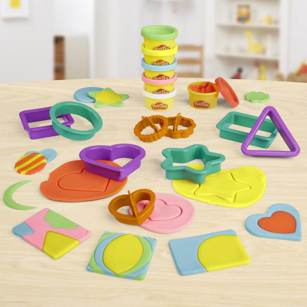 Play-Doh Fun Shapes 9 Cutters + 6 Cans Non-Toxic Modeling Compound for Ages 3+
