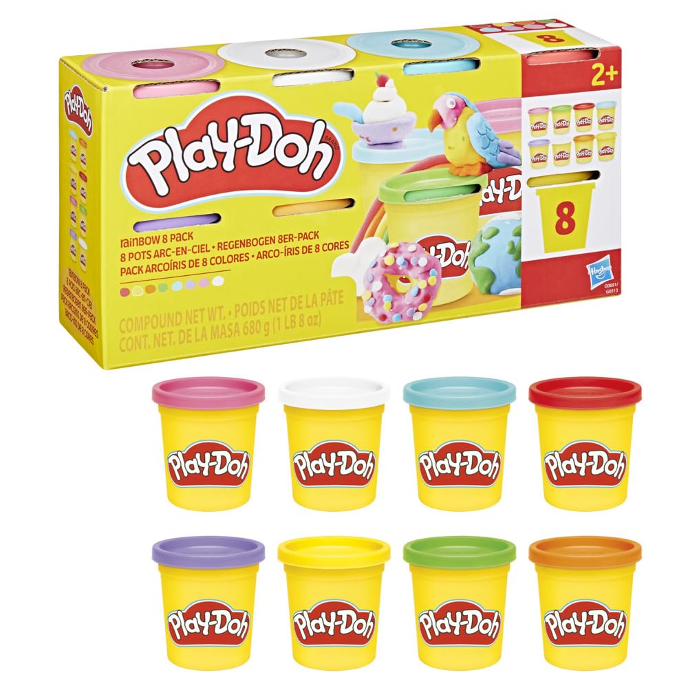 Play-Doh Rainbow 8-Pack: 85g Pots of Modelling Clay in 8 Colors, Non-Toxic, Ages 2+