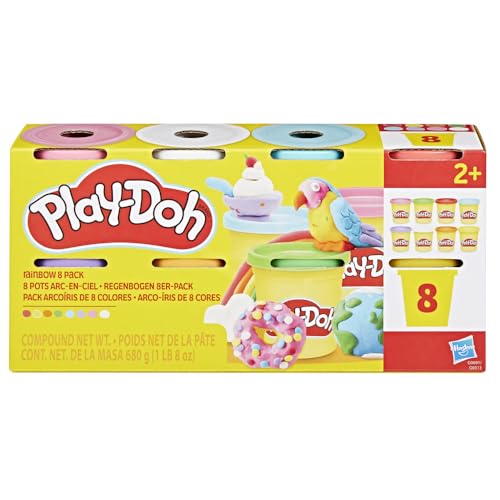 Play-Doh Rainbow 8-Pack: 85g Pots of Modelling Clay in 8 Colors, Non-Toxic, Ages 2+