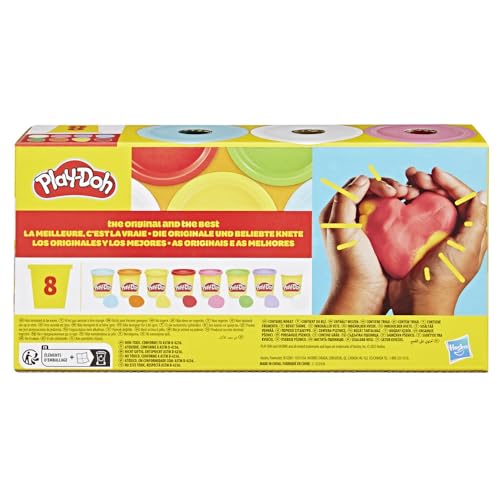 Play-Doh Rainbow 8-Pack: 85g Pots of Modelling Clay in 8 Colors, Non-Toxic, Ages 2+