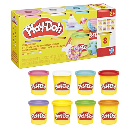 Play-Doh Rainbow 8-Pack: 85g Pots of Modelling Clay in 8 Colors, Non-Toxic, Ages 2+