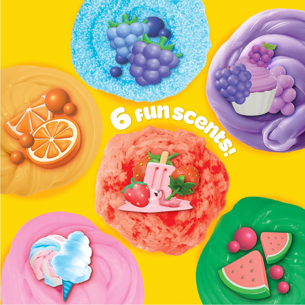 Play-Doh Scented Slime Variety Pack - 6 Super Scented Slimes with Strawberry, Grape, Cotton Candy, Blue Raspberry, Watermelon, Citrus - Super Stretch, Foam, Butter & Cloud Textures