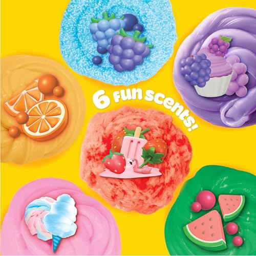 Play-Doh Scented Slime Variety Pack - 6 Super Scented Slimes with Strawberry, Grape, Cotton Candy, Blue Raspberry, Watermelon, Citrus - Super Stretch, Foam, Butter & Cloud Textures