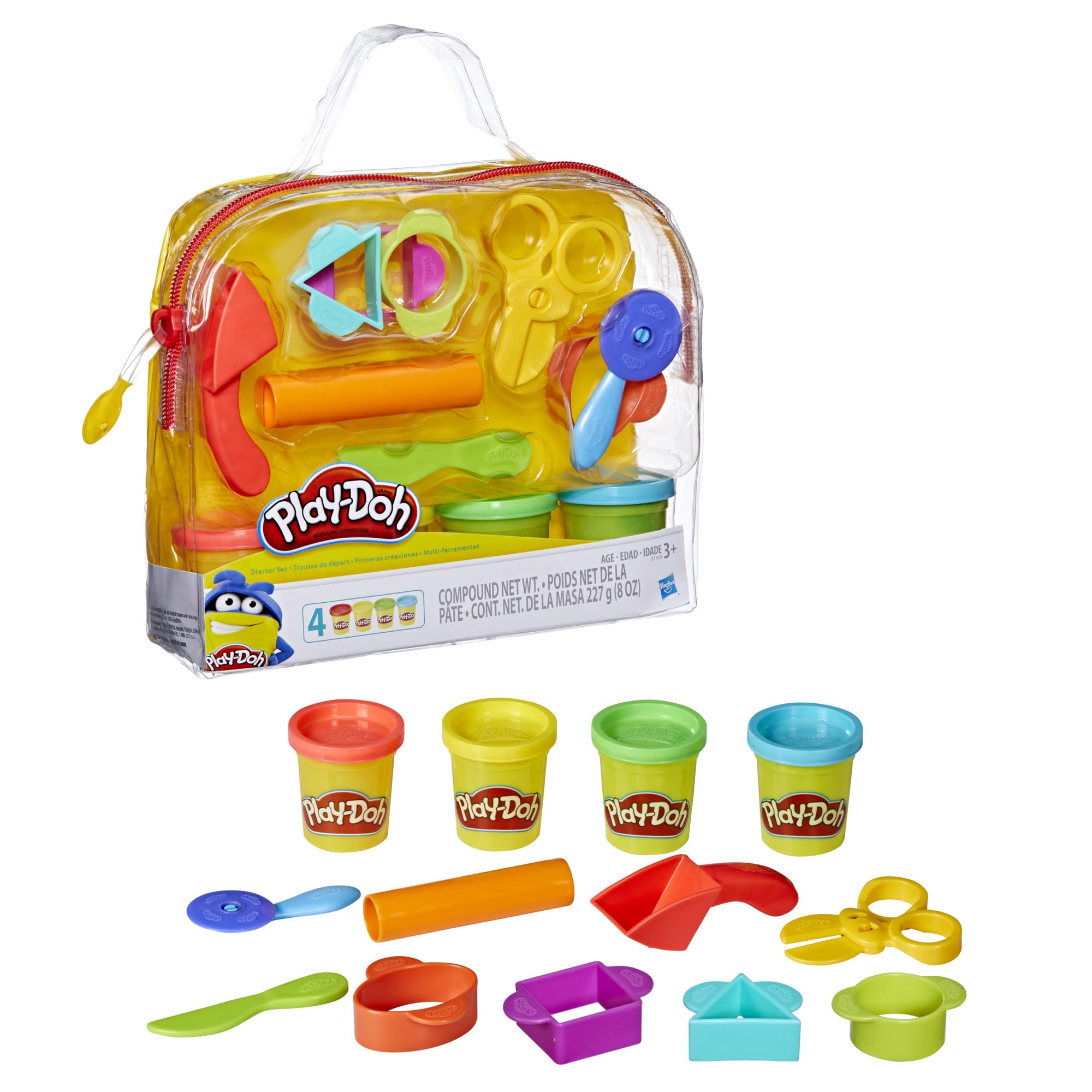 Play-Doh Starter Set 9-Piece Kit with Storage Tote & 4 Cans of Modeling Compound, Ages 3+