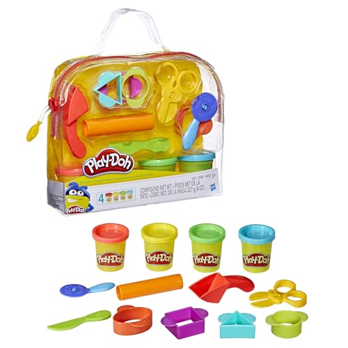 Play-Doh Starter Set 9-Piece Kit with Storage Tote & 4 Cans of Modeling Compound, Ages 3+