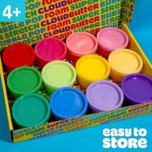 Play-Doh Super Stretch Slime 12-Pack: Rainbow Colors, Pre-Made, No Mess