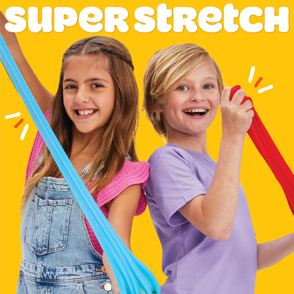 Play-Doh Super Stretch Slime 12-Pack: Rainbow Colors, Pre-Made, No Mess
