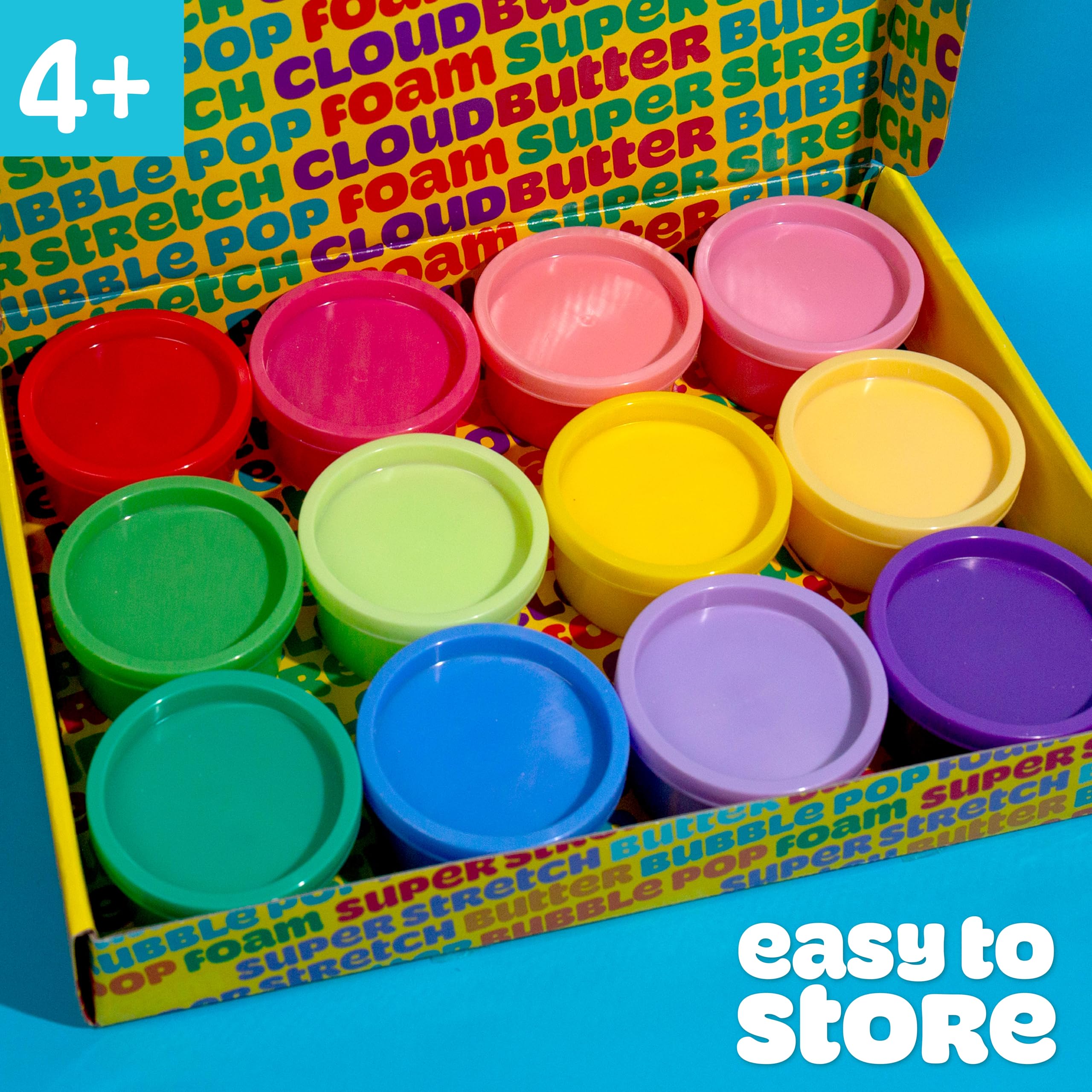 Play-Doh Super Stretch Slime 12-Pack: Rainbow Colors, Pre-Made, No Mess