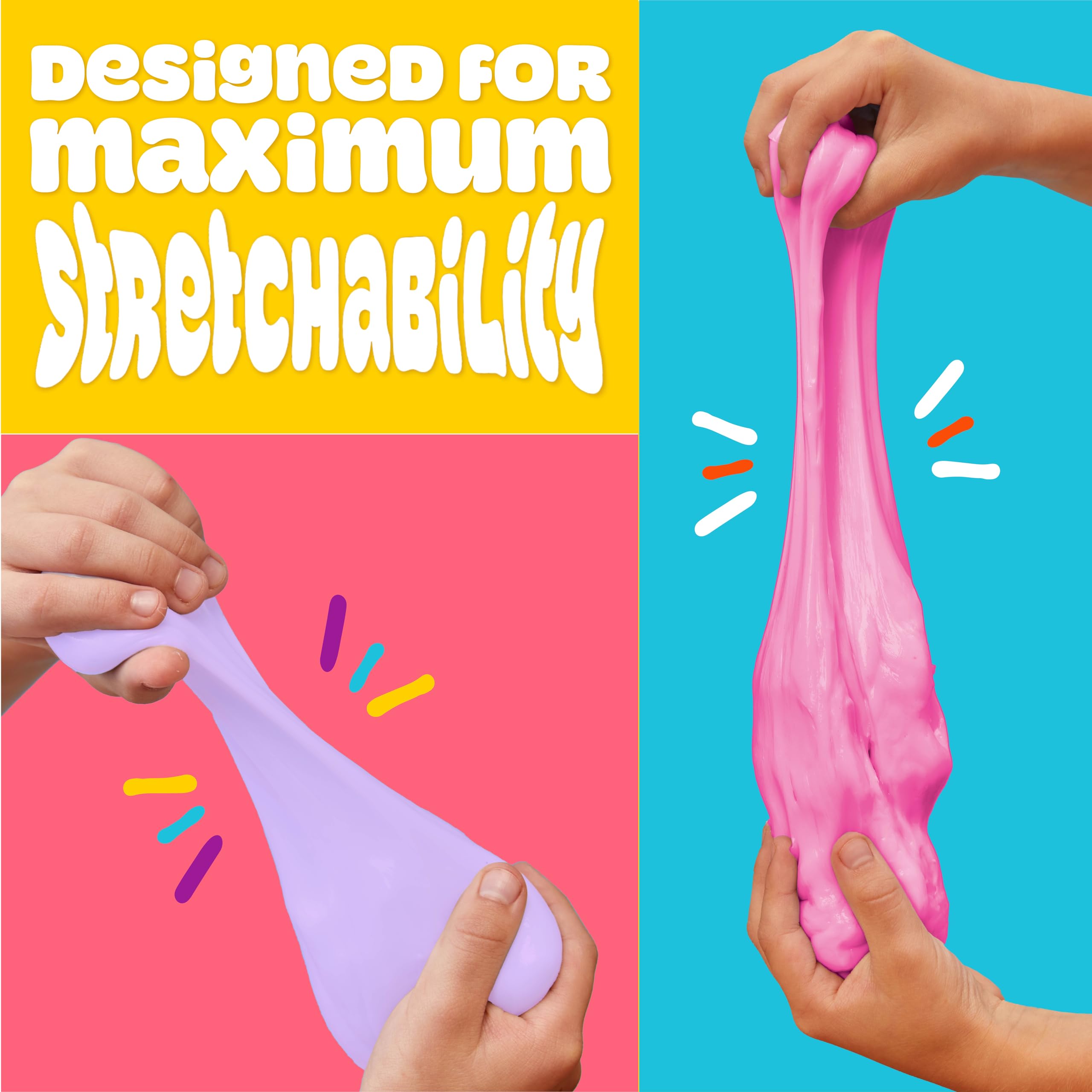 Play-Doh Super Stretch Slime 12-Pack: Rainbow Colors, Pre-Made, No Mess