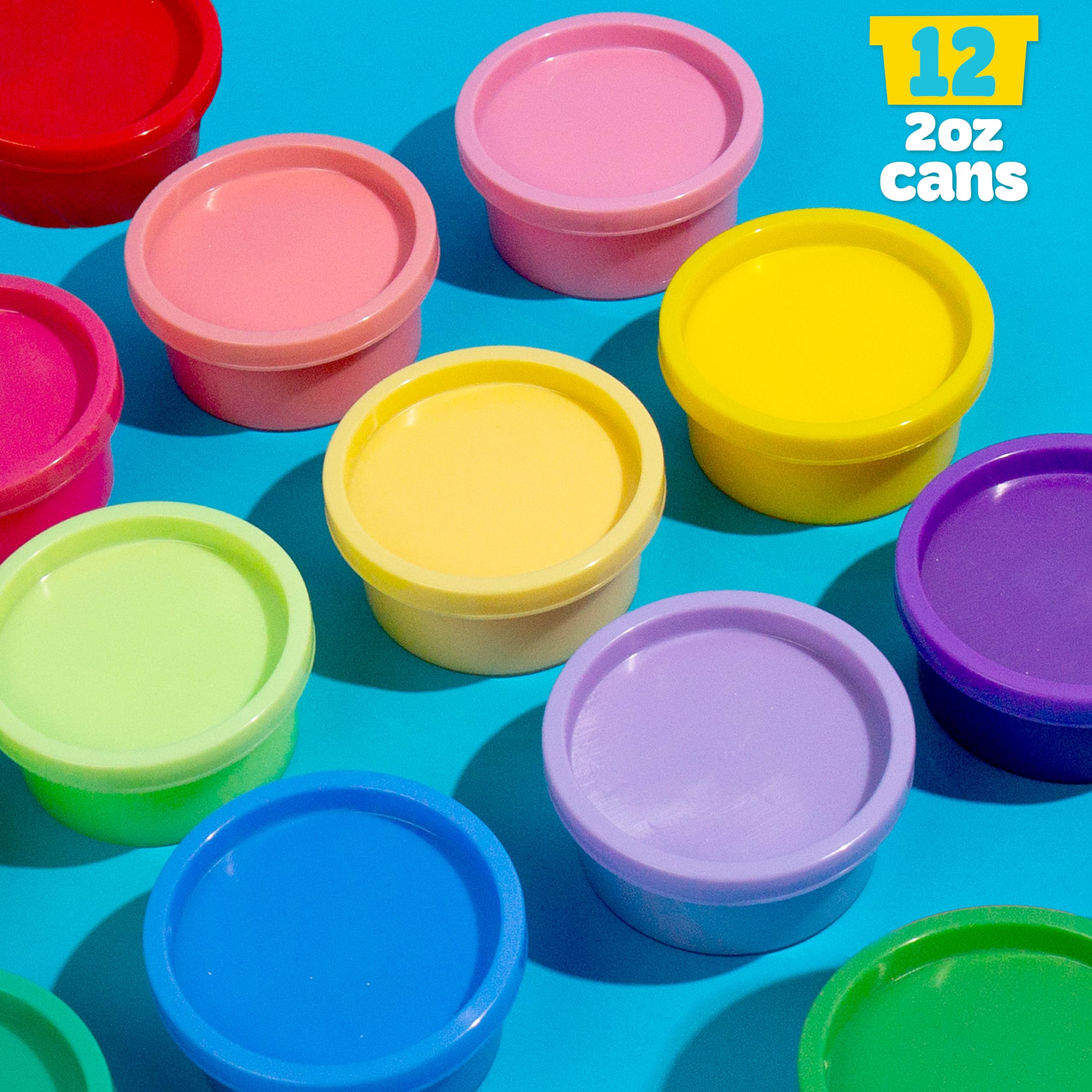 Play-Doh Super Stretch Slime 12-Pack: Rainbow Colors, Pre-Made, No Mess