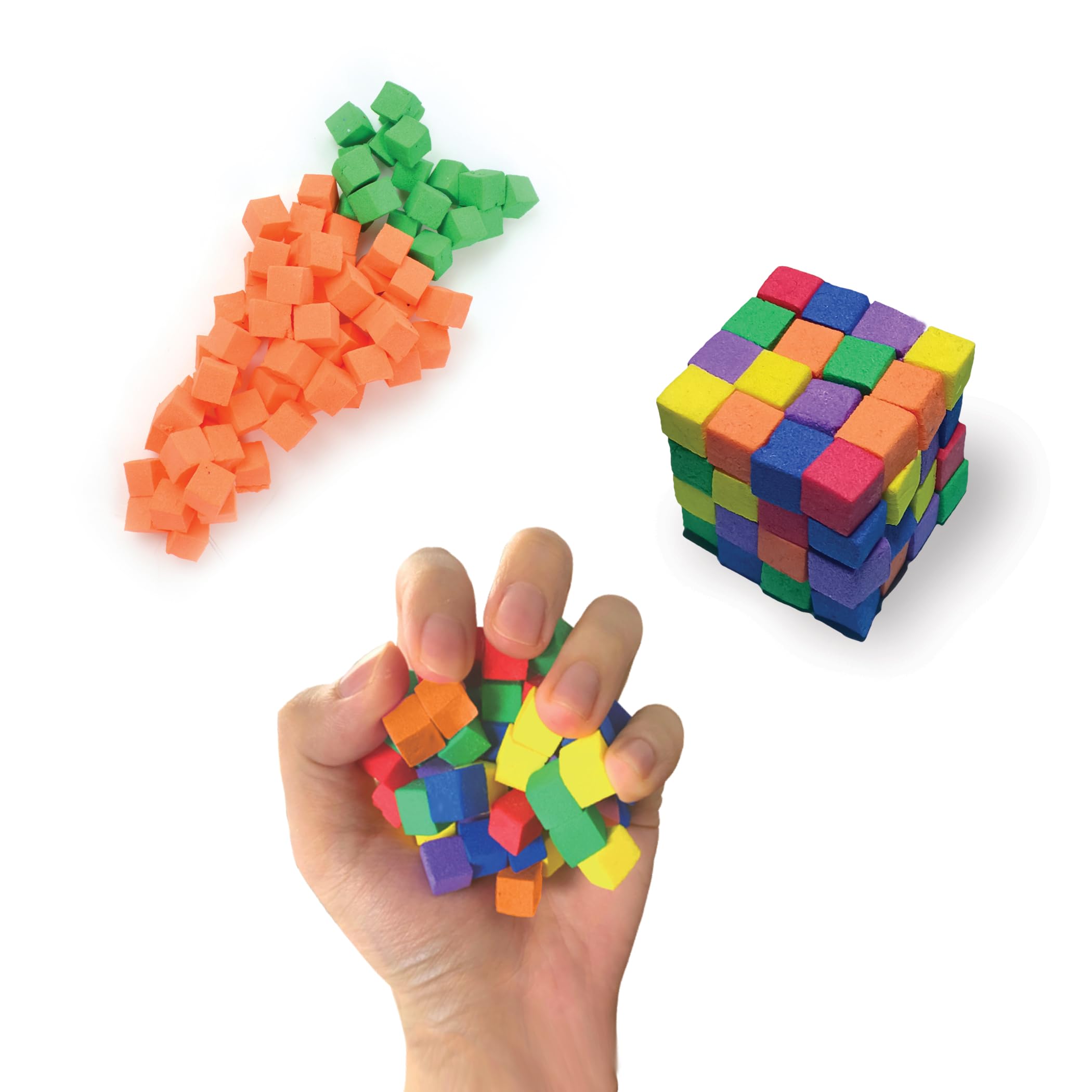 Play Visions FidlBitz Bag of Bitz - 30g Assorted Colors - Squishy Sensory Cubes That Stick Without Sticky Residue