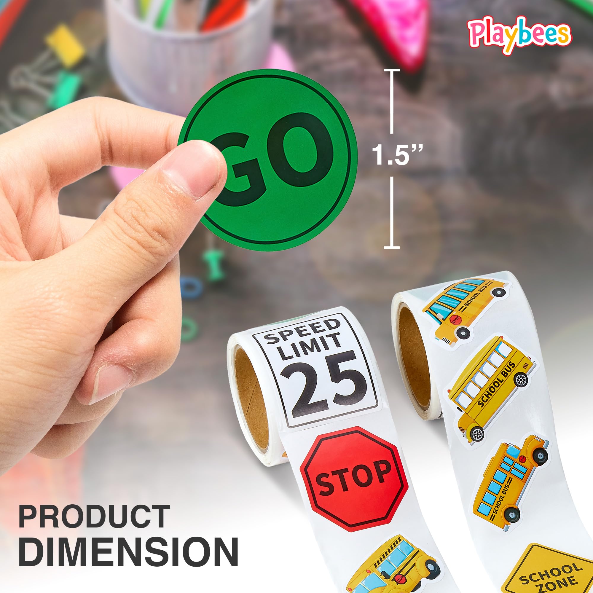 Playbees 200-Pack School Bus Stickers – Educational Decor, Classroom Prizes & DIY Crafts
