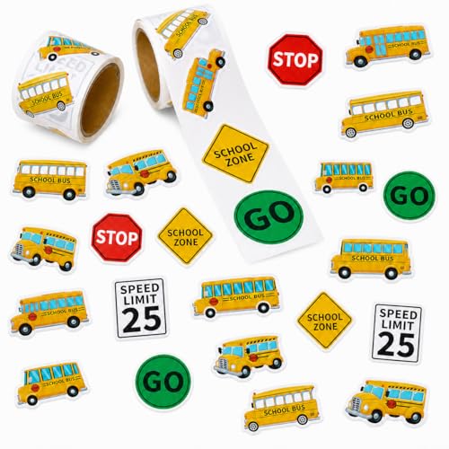 Playbees 200-Pack School Bus Stickers – Educational Decor, Classroom Prizes & DIY Crafts