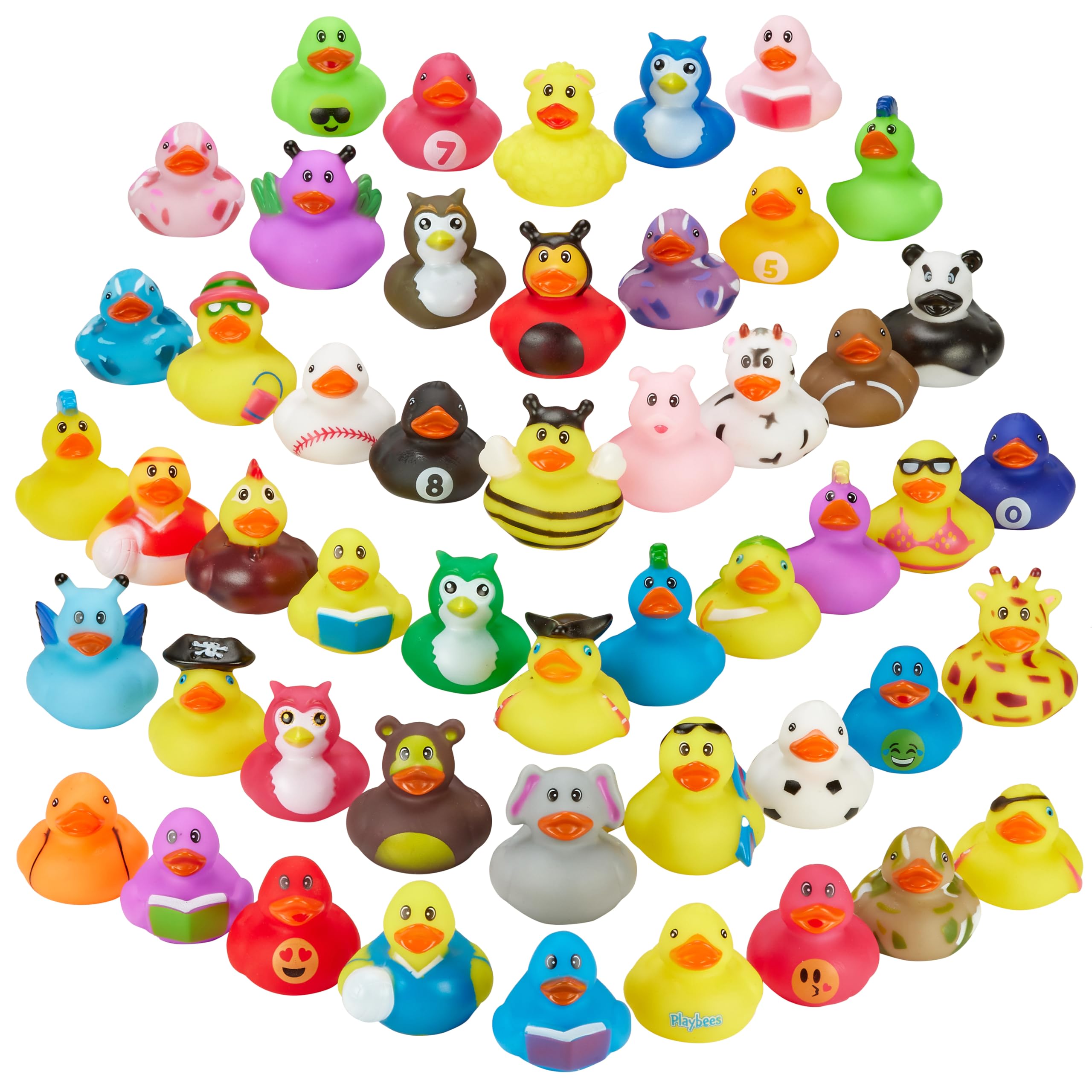 Playbees 25-Pack Assorted Rubber Duckies – 2-Inch Vinyl Bath Toys for Kids, Party Favors, and Sensory Play