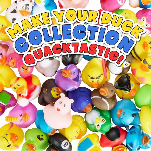 Playbees 25-Pack Assorted Rubber Duckies – 2-Inch Vinyl Bath Toys for Kids, Party Favors, and Sensory Play
