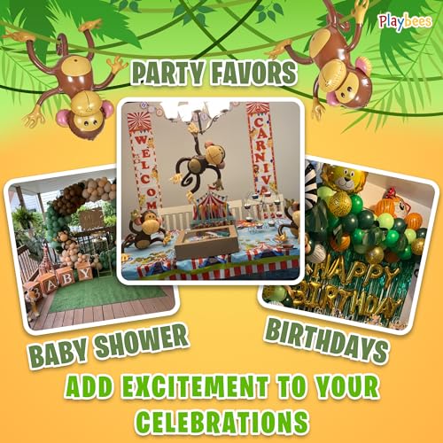 Playbees 27-Inch Inflatable Monkey 3-Pack – Jungle Safari Party Decorations