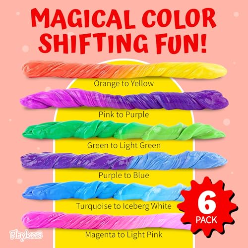 Playbees Color Changing Therapy Putty 6 Pack – Heat-Sensitive Fidget Slime, 0.5 oz Each
