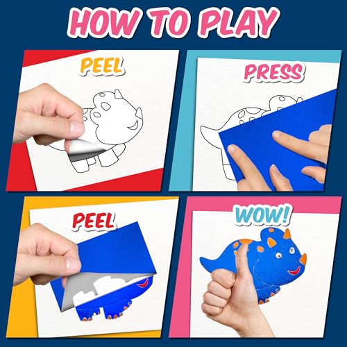 Playbees Dinosaur Foil Art Kit – Mess-Free Arts and Crafts for Kids Ages 3-9 with 100+ Stickers and Foil Sheets