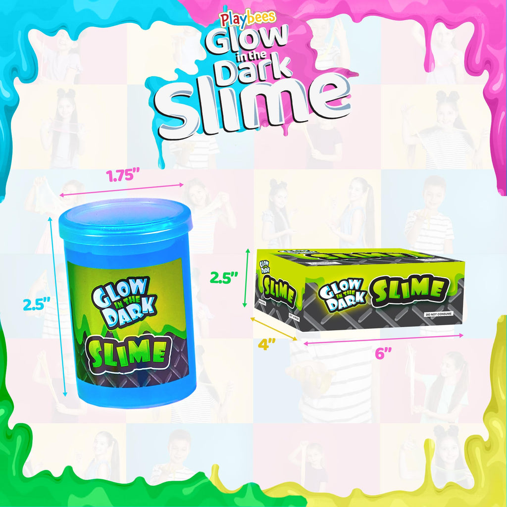 Playbees Glow in the Dark Slime 6-Pack – Neon Party Favors for Kids Ages 3+ – Non-Toxic Sensory Putty with Stretchy Gooey Fun for Birthdays, Halloween, Classrooms & Goody Bags