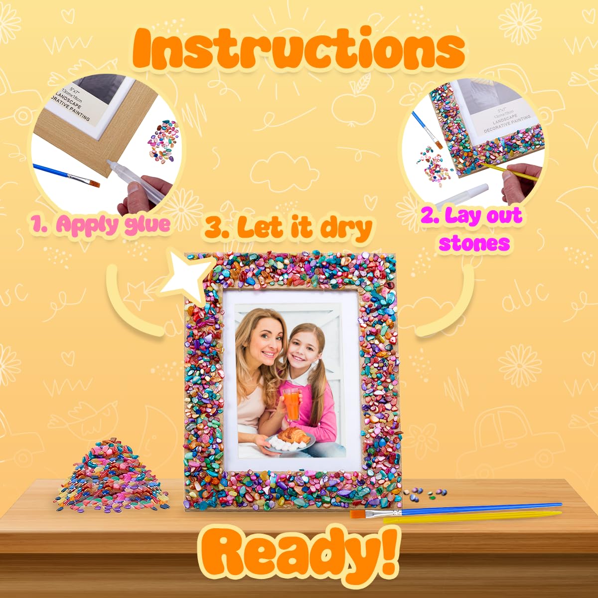 Playbees Kids Picture Frame Mosaic Craft Kit – DIY Arts & Crafts for Ages 3-14