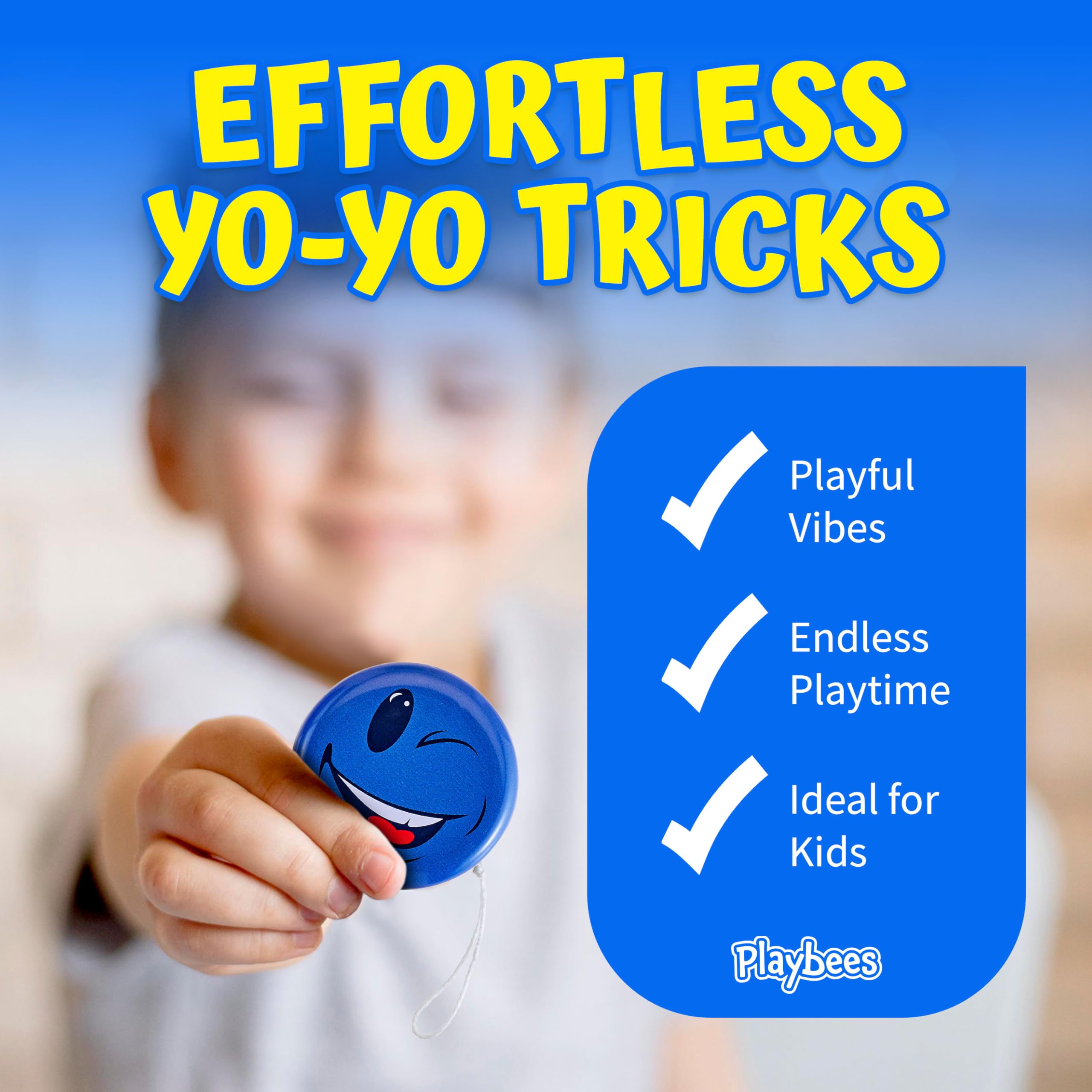 Playbees Metal Smiley Face Yo-Yos 12-Pack - 2-Inch Assorted Colors Bulk Yo-Yos for Kids Party Favors, Classroom Prizes, Goodie Bag Stuffers