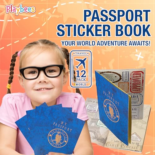 Playbees Passport Sticker Book – 12-Pack Travel-Themed Sticker Set for Kids