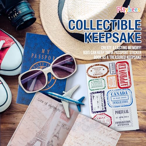 Playbees Passport Sticker Book – 12-Pack Travel-Themed Sticker Set for Kids