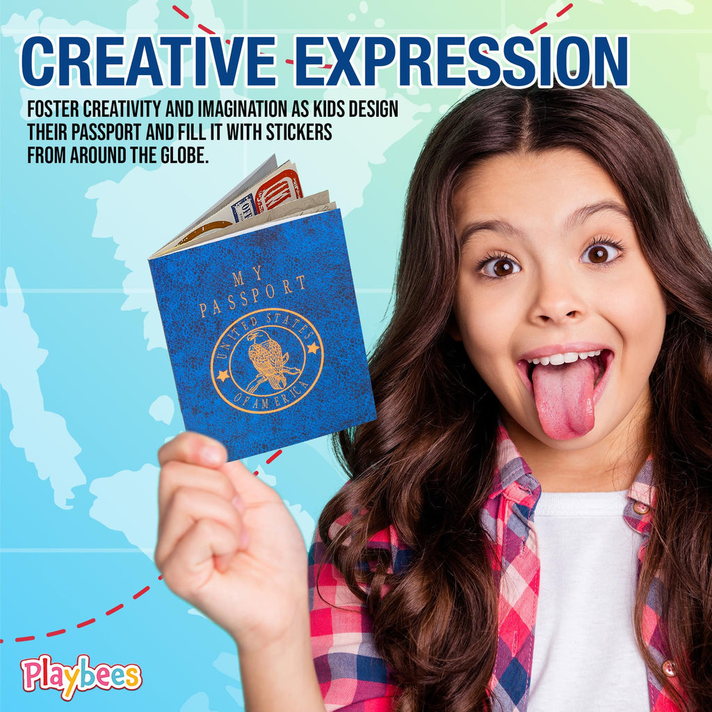 Playbees Passport Sticker Book – 12-Pack Travel-Themed Sticker Set for Kids