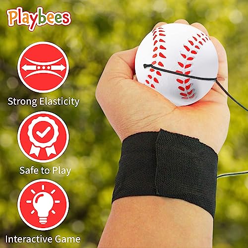 Playbees Reactive Practice Baseballs (3 Pack) – Wrist Return Trainer for Solo Pitching & Catching