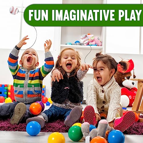 Playbees Reactive Practice Baseballs (3 Pack) – Wrist Return Trainer for Solo Pitching & Catching