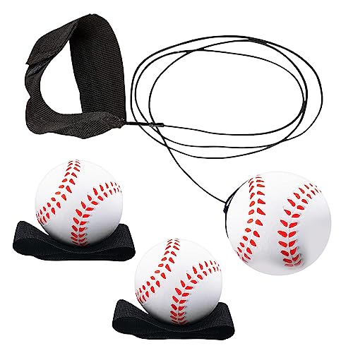 Playbees Reactive Practice Baseballs (3 Pack) – Wrist Return Trainer for Solo Pitching & Catching