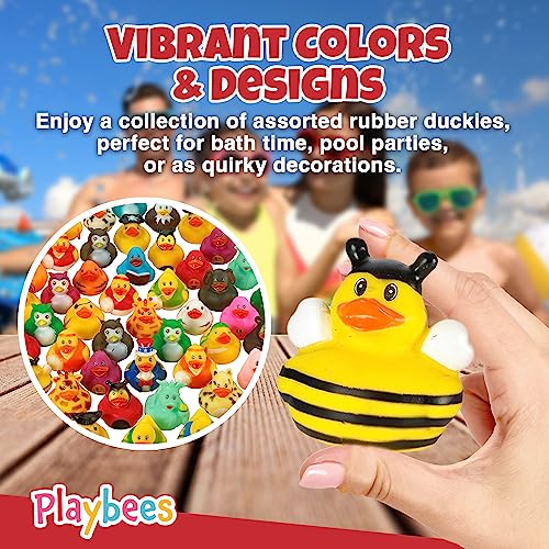 Playbees Rubber Ducks Bulk 12 Pack – Assorted 2-Inch Vinyl Duckies for Bath, Pool, Party Favors & Classroom Incentives