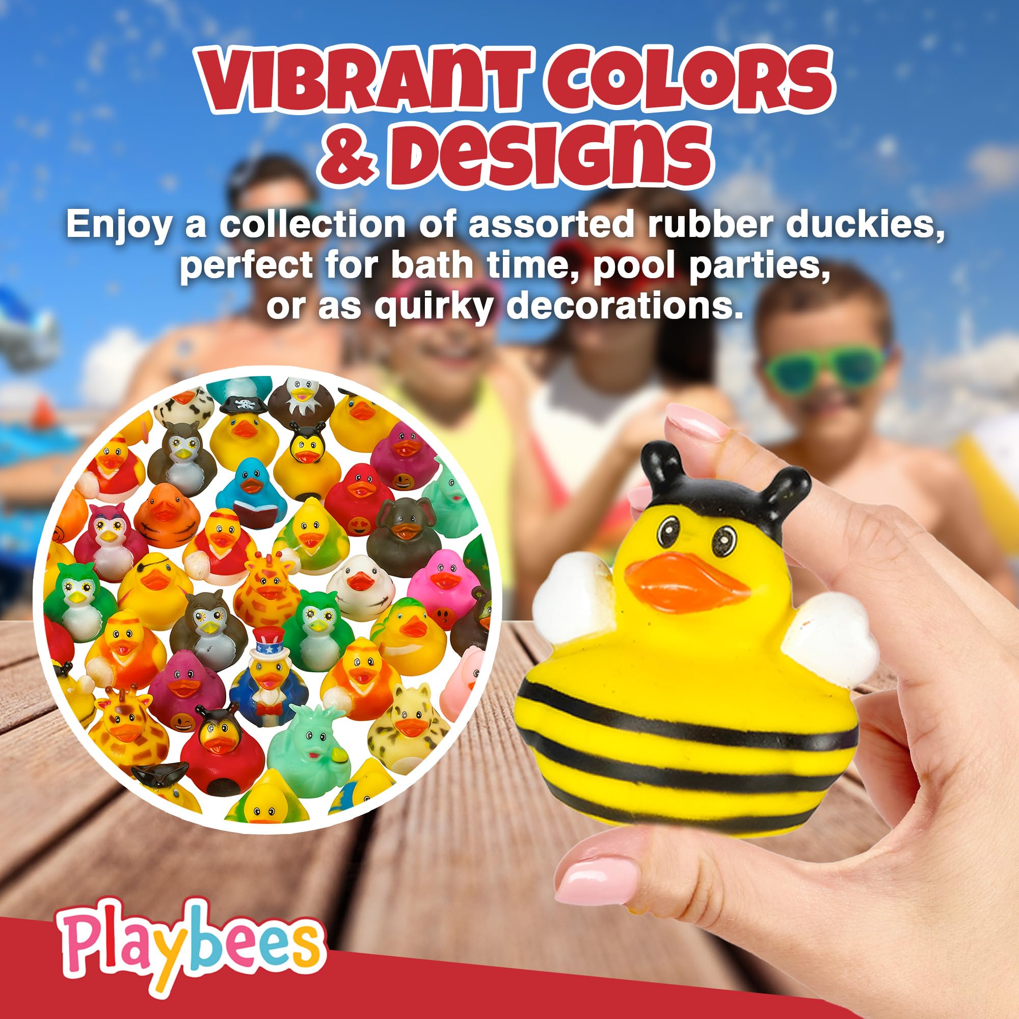 Playbees Rubber Ducks Bulk 12 Pack – Assorted 2-Inch Vinyl Duckies for Bath, Pool, Party Favors & Classroom Incentives