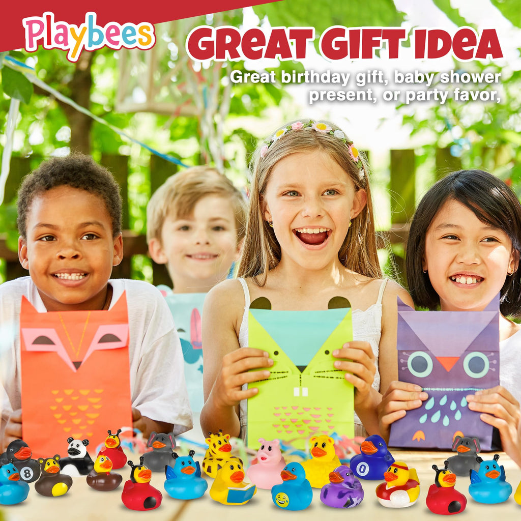 Playbees Rubber Ducks Bulk 12 Pack – Assorted 2-Inch Vinyl Duckies for Bath, Pool, Party Favors & Classroom Incentives