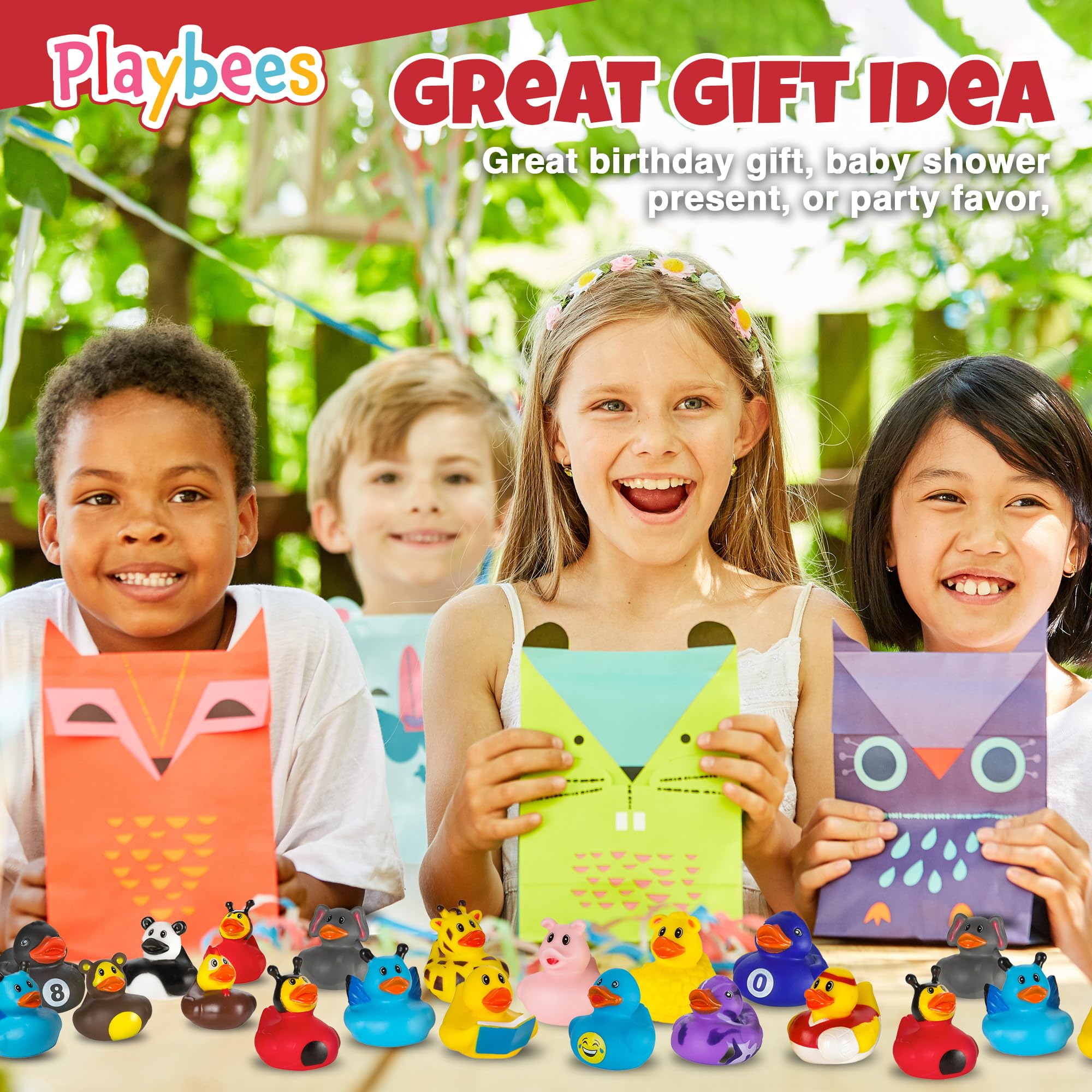 Playbees Rubber Ducks Bulk 12 Pack – Assorted 2-Inch Vinyl Duckies for Bath, Pool, Party Favors & Classroom Incentives