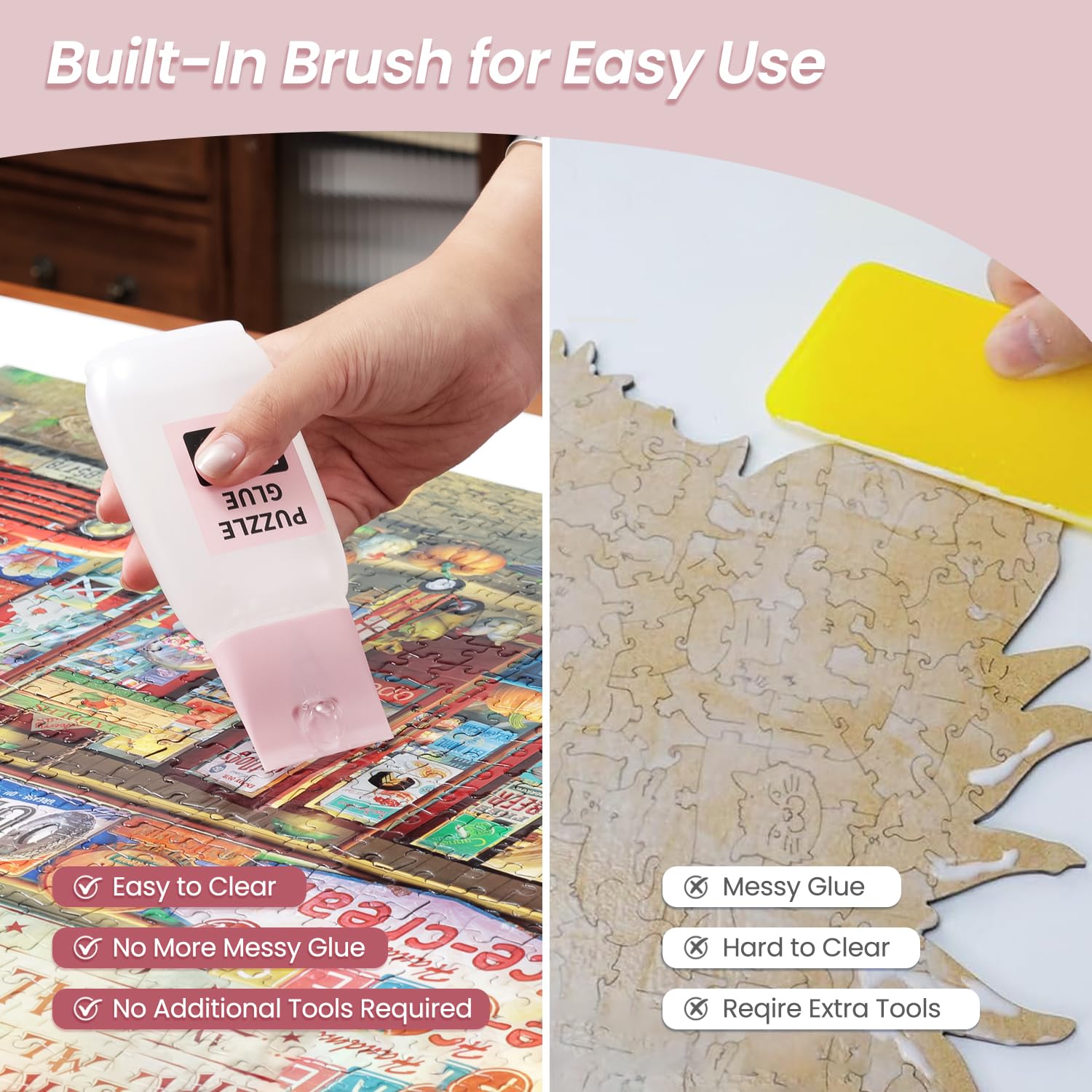 Playboda Puzzle Glue with Brush – 148ml Clear Quick-Dry Adhesive for 3000-5000 Pieces